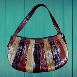 Shin Kwang 100% Genuine Eelskin Shoulder Bag Patchwork Made in Korea